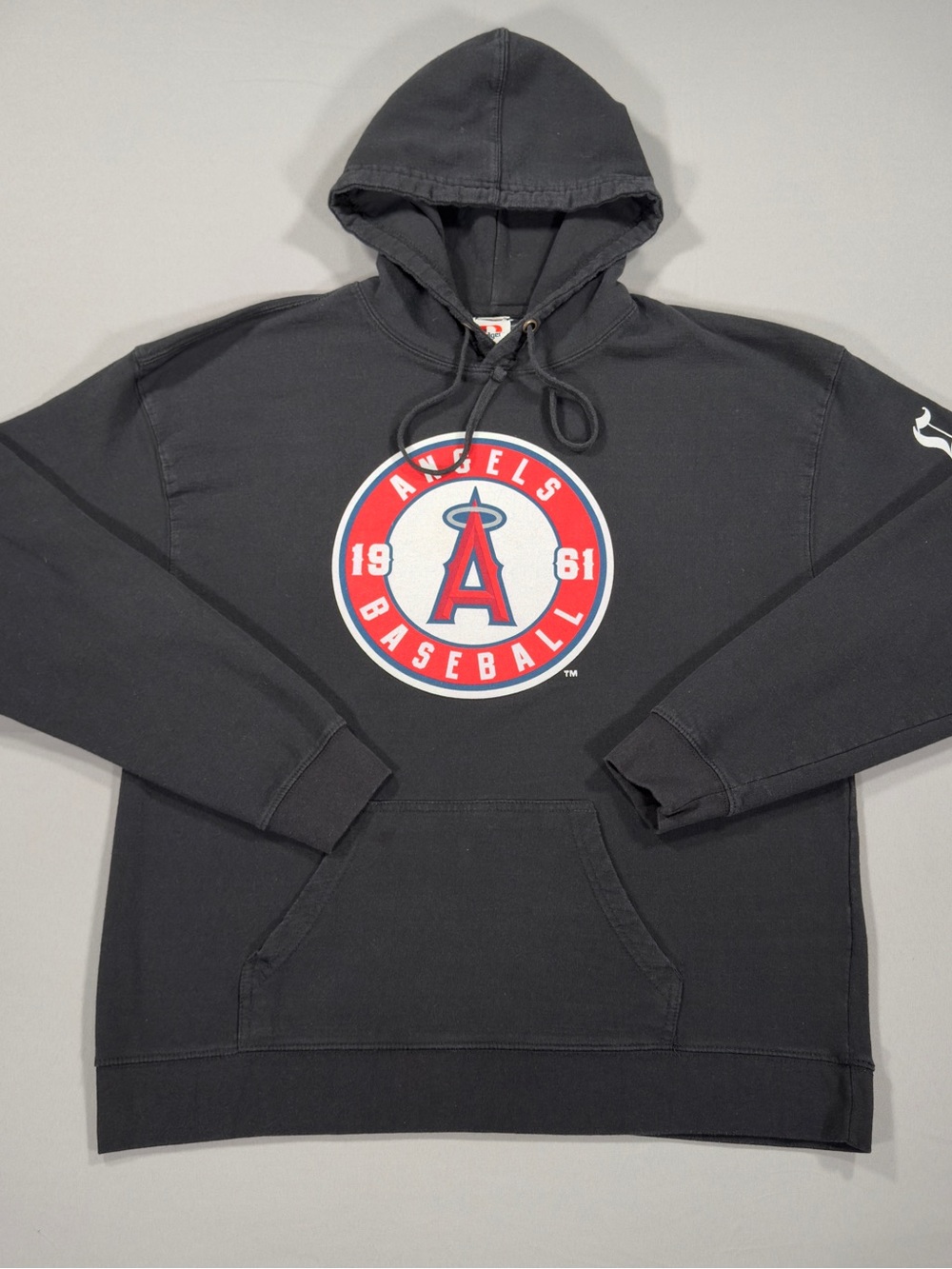 Vintage LA Angels Baseball Hoodie XL Black LA Times Sleeve Logo Dodger Mens